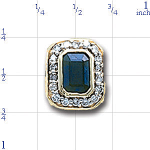 AC496 14K EMERALD CUT SLIDE WITH BEZEL SAPP 